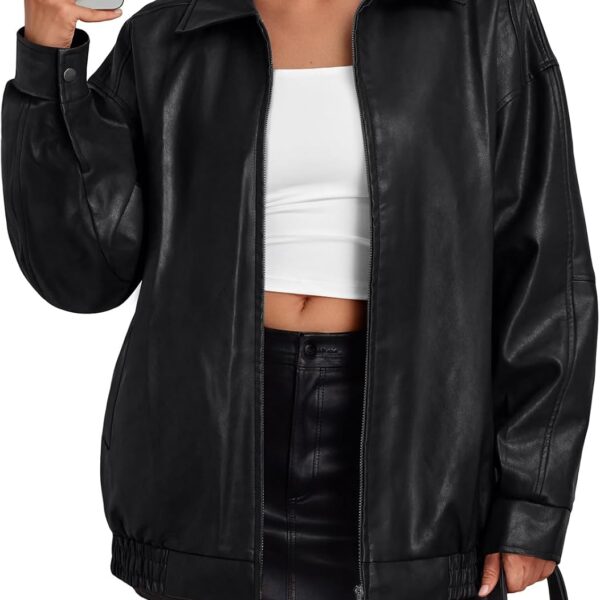 Womens Leather Jacket, Oversized Going Out & Everyday Statement Piece, Bomber Jacktes Moto Coat