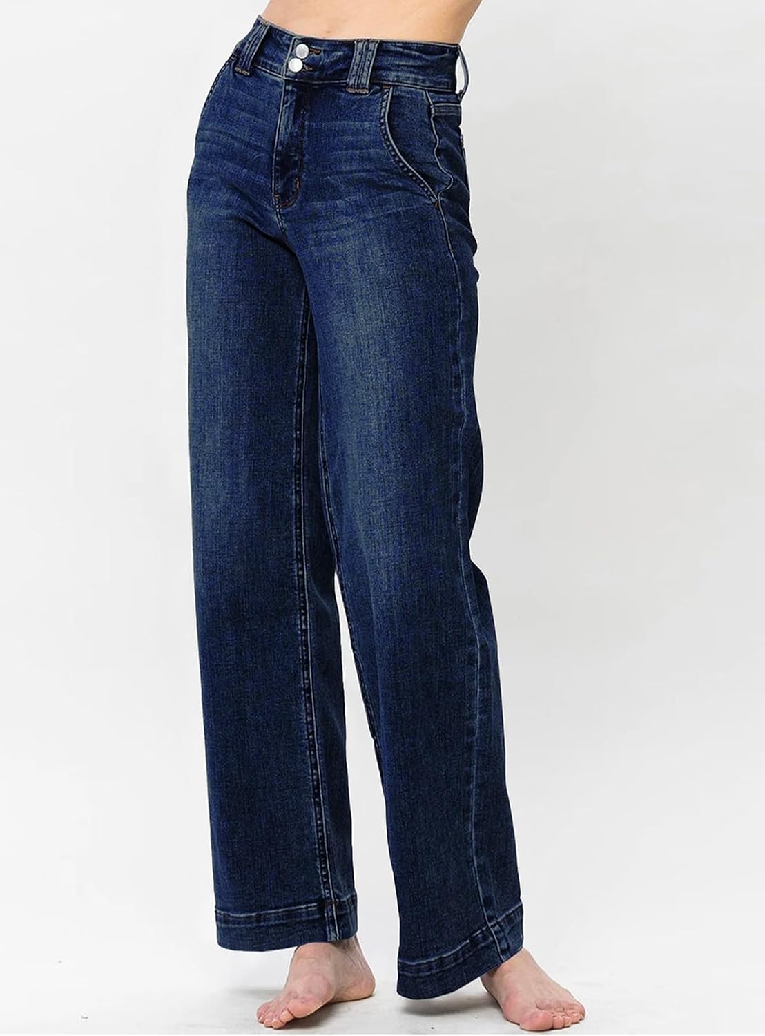 Astylish Women's High Waisted Wide Leg Straight Jeans Image 2