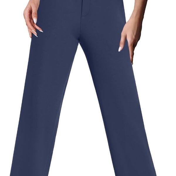 Womens Wide Leg Dress Pants High Waist Stretch Slacks Work Pants with Pockets Business Casual Office Trousers