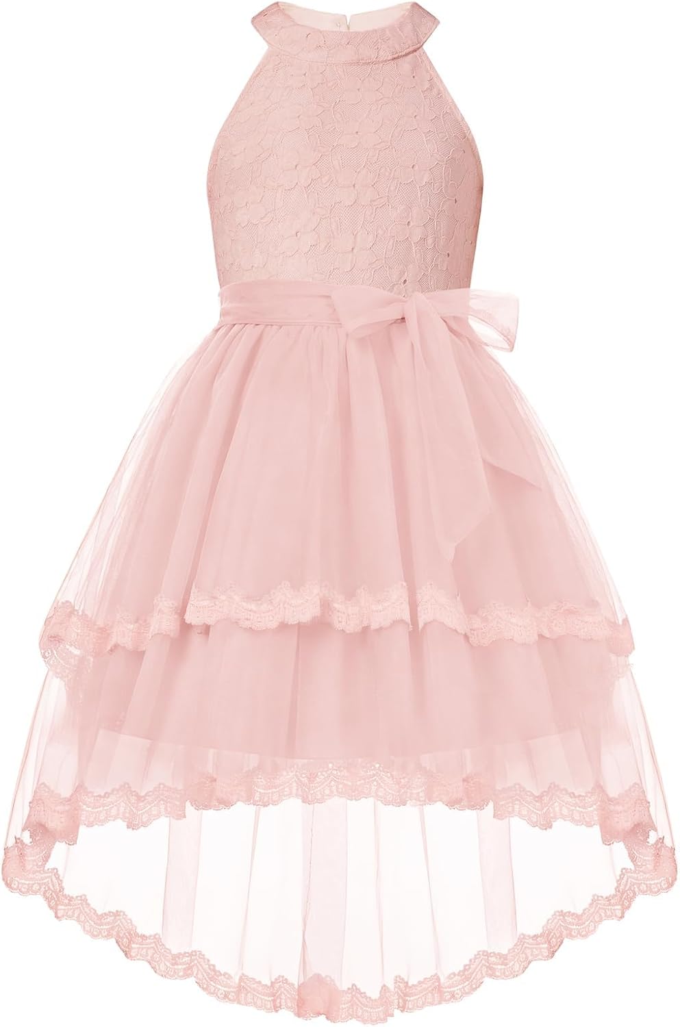Flower Girl Dress Kids Wedding Guest Birthday Party Formal Lace Tulle Princess High Low Dresses 5 10Y