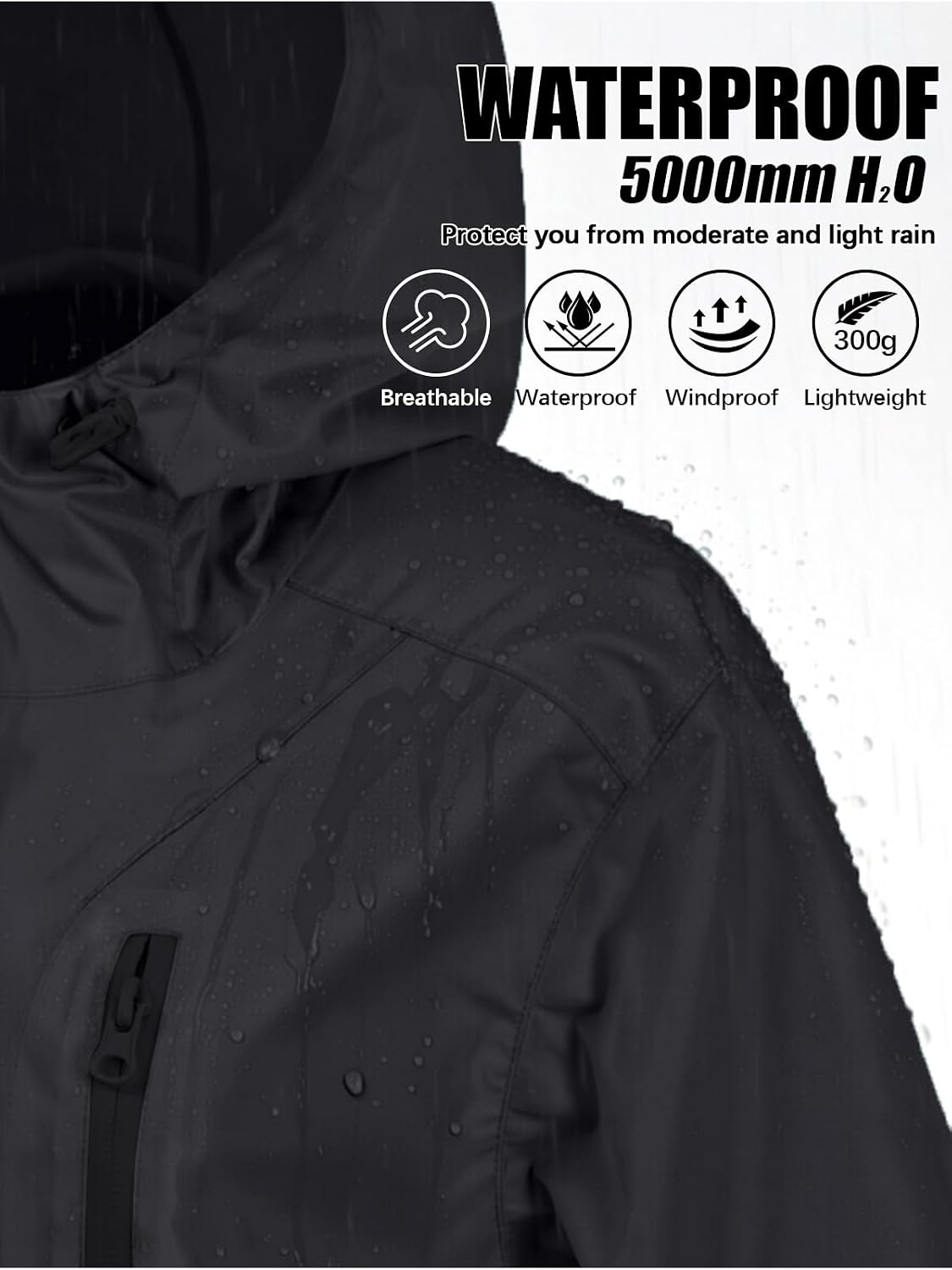 Lightweight Rain Jacket Women Packable Wind Breaker Light Rain Jacket Women Waterproof Travel Raincoat S XXL Image 2
