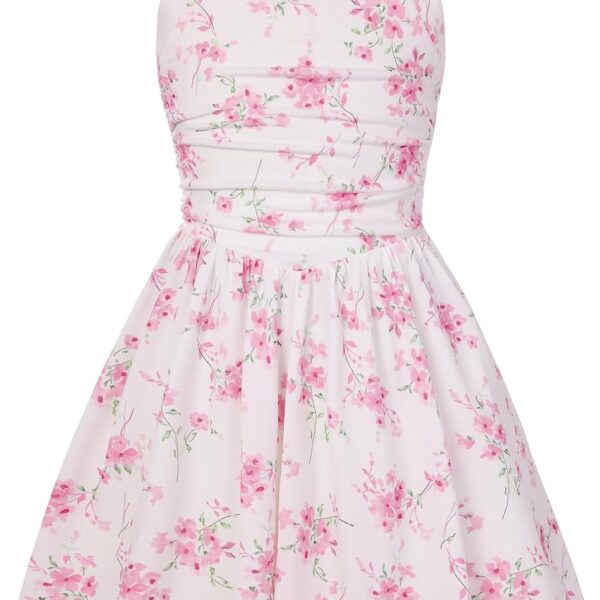 Girls Floral Summer Dress Spring Holiday Beach Party Sundress Halter Neck Tie Backless Dresses 7 16 Years