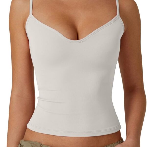 Women's Sweetheart Neck Spaghetti Strap Slim Fit Crop Cami Top Soft Bodycon Sleeveless Tank Top