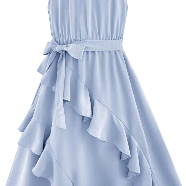 Girls Dresses Tween Halter Tie Back Tiered Ruffle A Line Flowy Dress Summer Sleeveless Sundress Size 5 14 Years