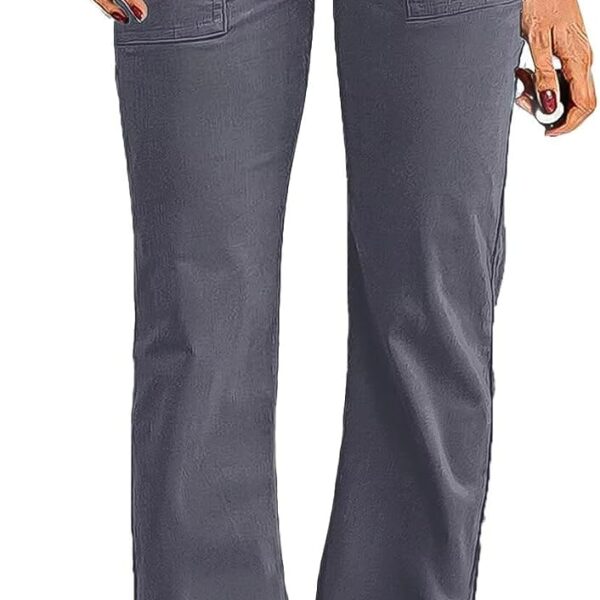 Women's Wide Leg Pants for Women Mid Waist Dress Flare Straight Leg Corduroy Pants Work 31" Inseam Trouser