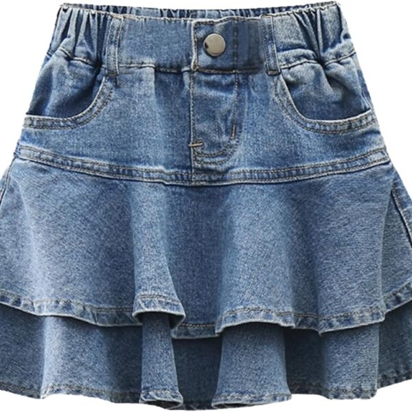 Girls Denim Skirt Summer Vintage Pleated Kids Skirt Shorts Children Uniform Skirt Jeans Skorts