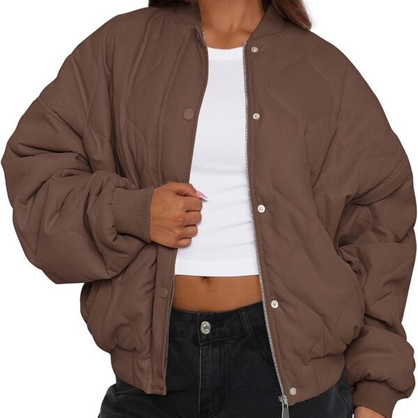Women's Quilted Bomber Jacket Fall Fashion 2026 Lightweight Cropped Zip up Outerwear Winter Puffer Coats Pockets