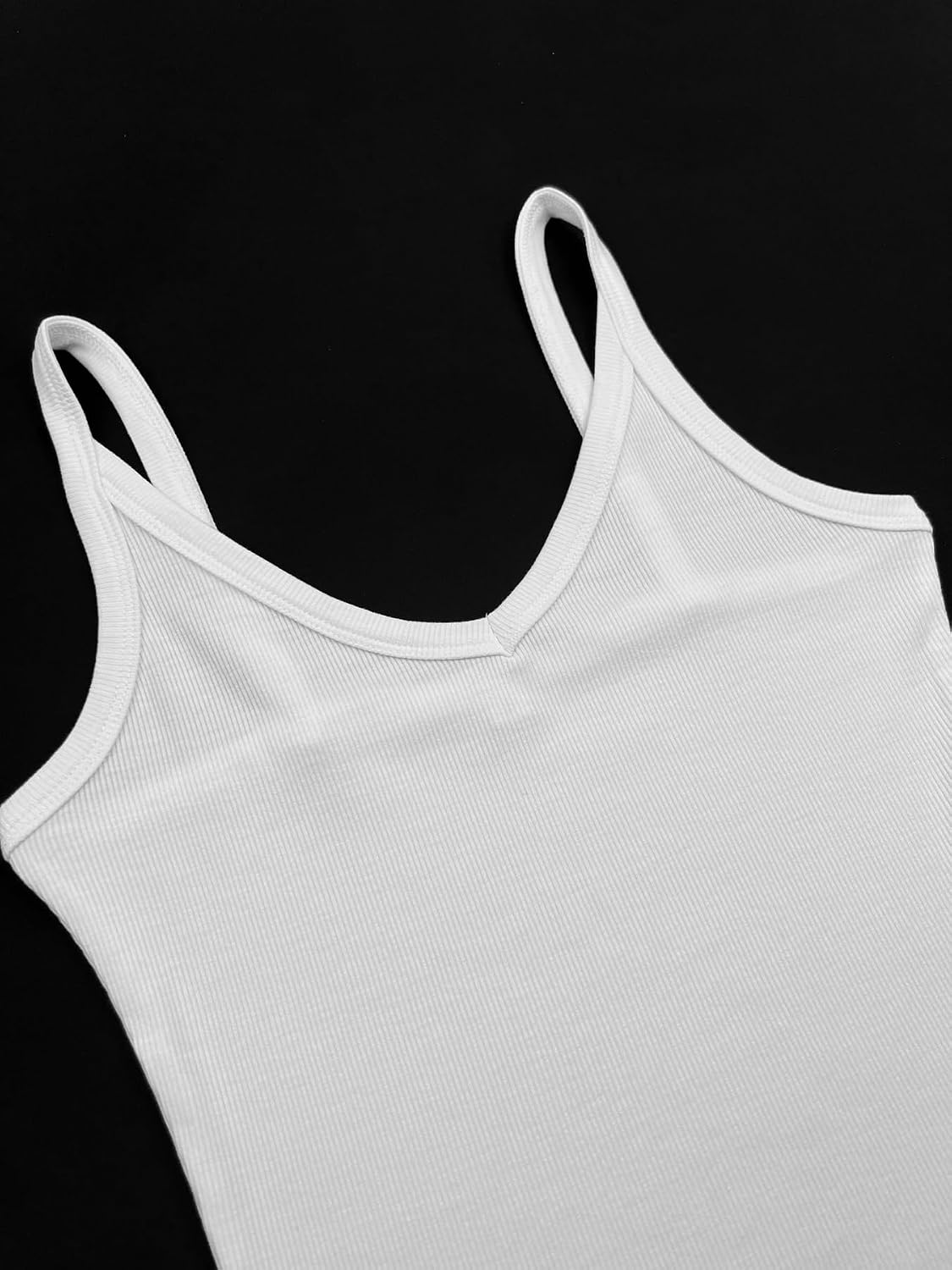 Womens Spaghetti Strap V Neck Ribbed Tank Tops for Women 2026 Slim Fitted Soft Camisole Basic Layering Shirts Image 2