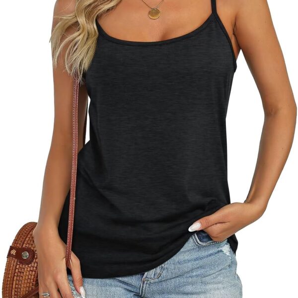 Womens Spaghetti Strap Tank Top Adjustable Scoop Neck Camisole Tops Loose Fit Casual Shirts Summer 2026
