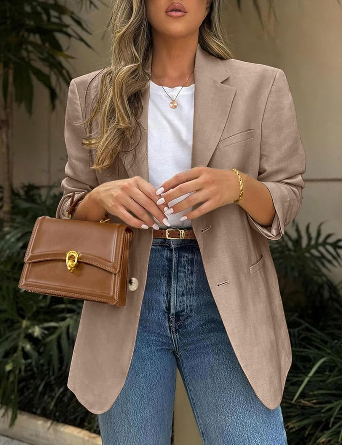 Womens Casual Blazer Jacket Business Long Sleeve Suit Outfit with Pockets Image 2