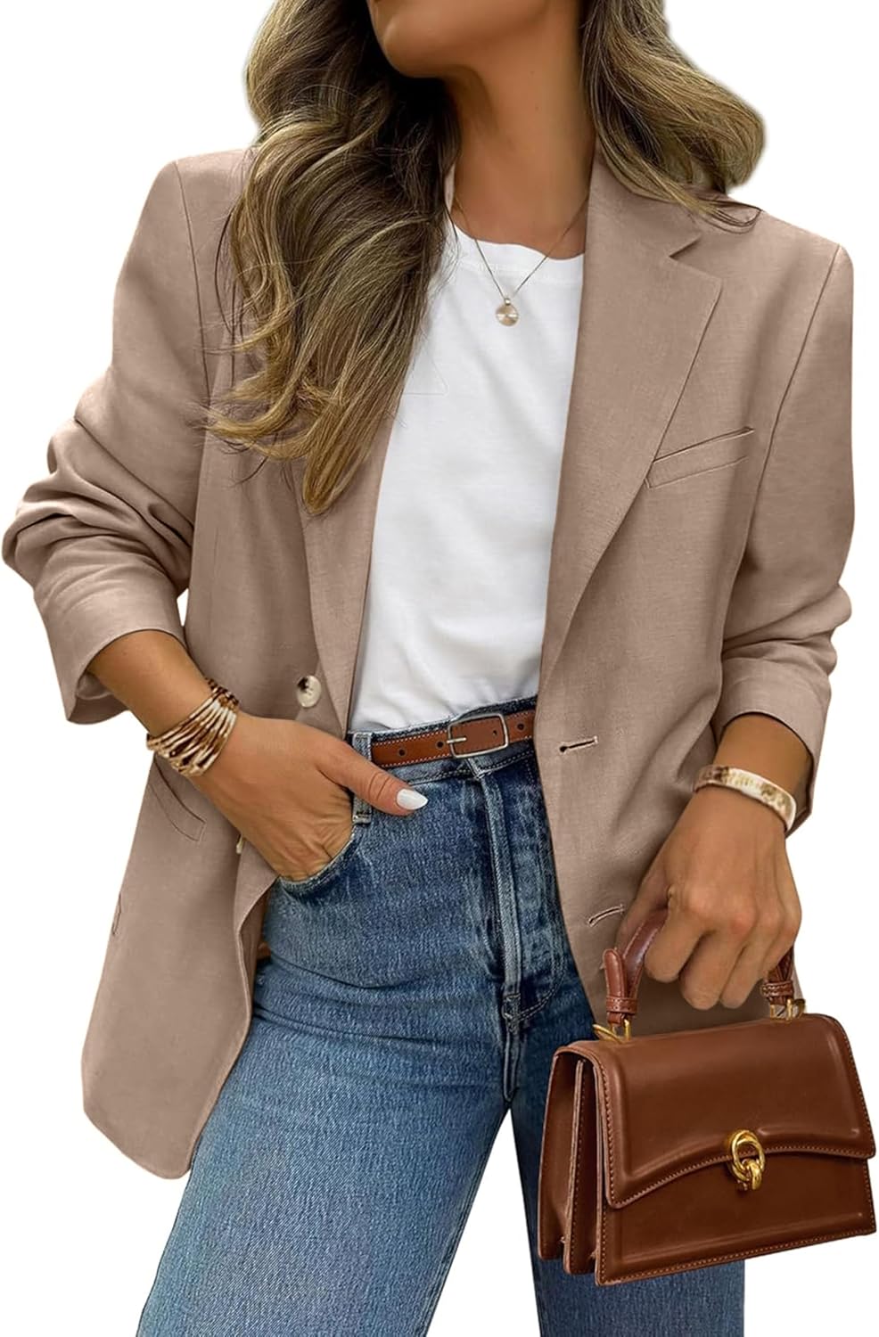 Womens Casual Blazer Jacket Business Long Sleeve Suit Outfit with Pockets